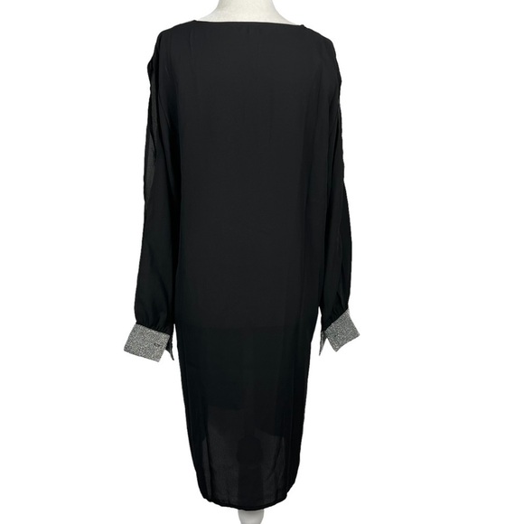 NEW WITH TAGS MADE WITH LOVE LONG SLEEVE SILVER TRIM PARTY DRESS‎ - Picture 2 of 11